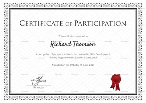 Certificate Of Participation Template – Calep.midnightpig.co intended ...