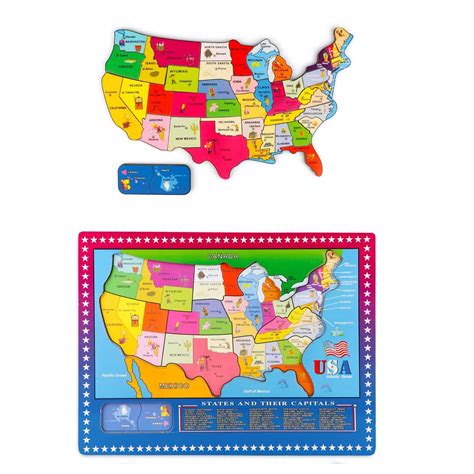 United States map puzzle, Toddler gift, Learning puzzle, Wooden map ...