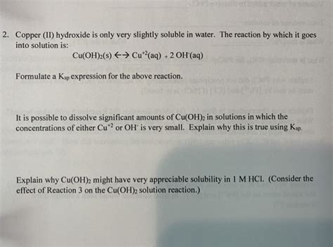 2. Copper (II) hydroxide is only very slightly | Chegg.com