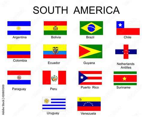 List of all flags of South America countries vector de Stock | Adobe Stock