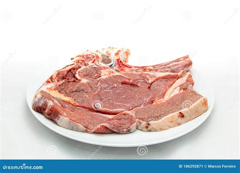 Raw Veal Cutlet on White Background Stock Image - Image of food, slice: 186292871