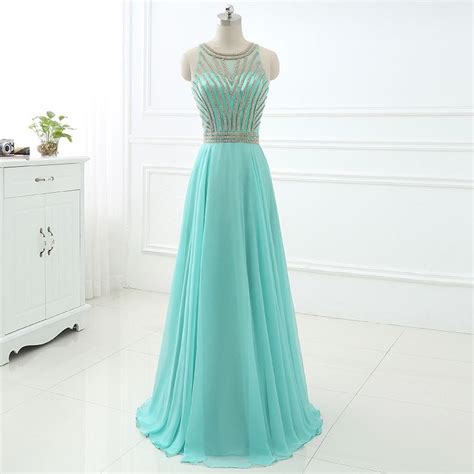 2019 Beautiful Aqua Green Prom Dresses with Beading Chiffon Romantic ...