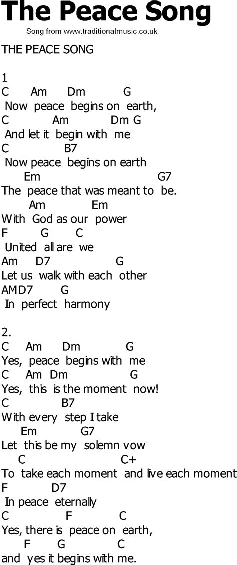 Old Country song lyrics with chords - The Peace Song