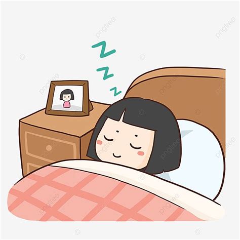 Short Hair Girl Sleeping Clipart