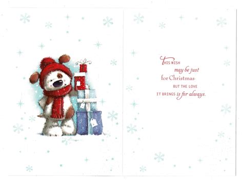 Cousin Christmas Card 'Merry Christmas Cousin ' Glitter Embossed Festive Bear Design - With Love ...