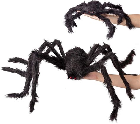 Amazon.com: PQZATX 2PCS Fake Giant Spider Halloween Decorations Black - Outdoor Yard Haunted ...