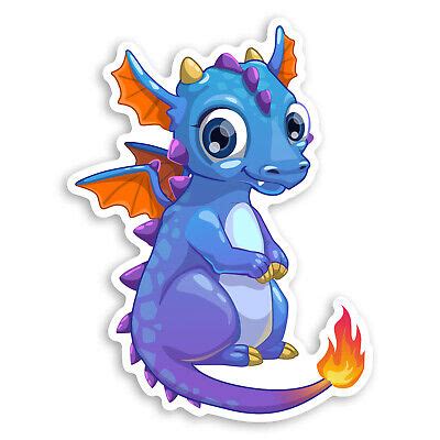 2 x 10cm Cute Dragon Vinyl Stickers - Kids Cartoon Fantasy Laptop Sticker #30141 | eBay