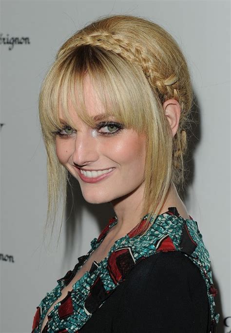 Lydia Hearst Cute Polished Braided Updo with Bangs - Hairstyles Weekly