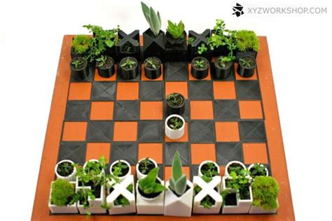 This Garden Chess Set Is Made From Different Shaped Micro Planters