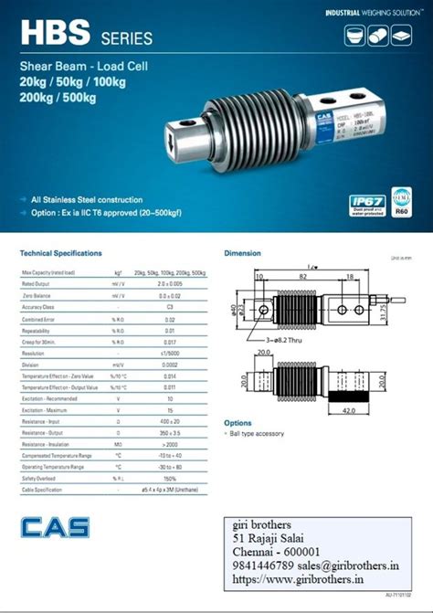 CAS HBS Single Ended Shear Beam Load Cell at best price in Chennai | ID: 6785320491