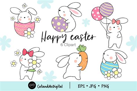 Cute Bunny Easter Clipart. Graphic by CatAndMe · Creative Fabrica