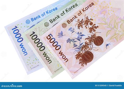 Korean Won Currency Bills Isolated On White Background Stock Image ...