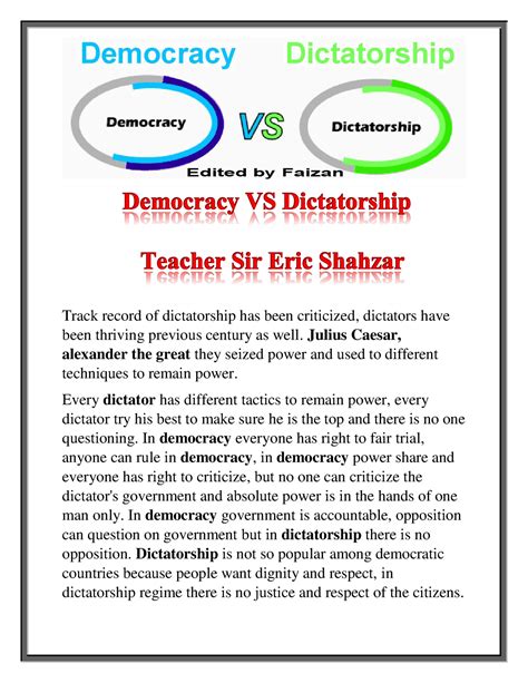 Democracy Vs Dictatorship - Track record of dictatorship has been ...