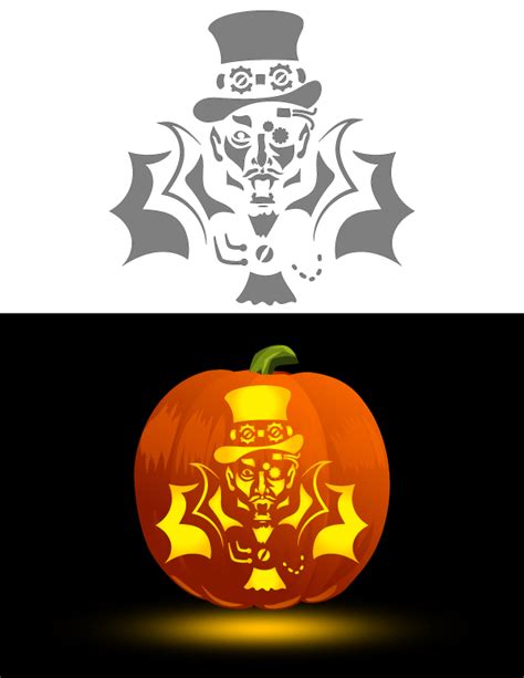 Printable Steampunk Male Vampire Pumpkin Stencil