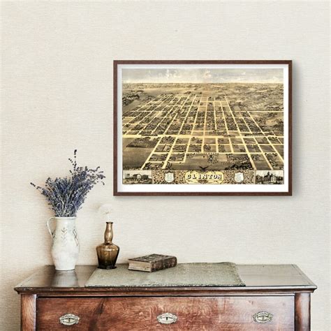 Vintage Map of Clinton, Illinois 1869 by Ted's Vintage Art