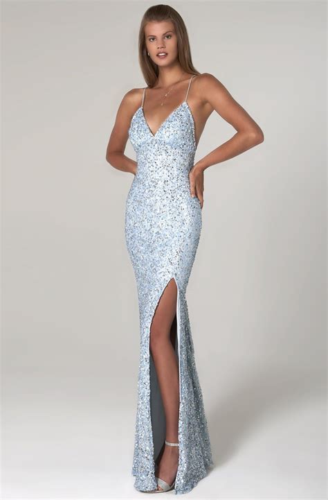 SCALA - 60116 Sequined Long Column Dress | Stunning prom dresses ...