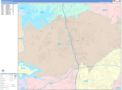 Huntersville North Carolina Wall Map (Color Cast Style) by MarketMAPS - MapSales