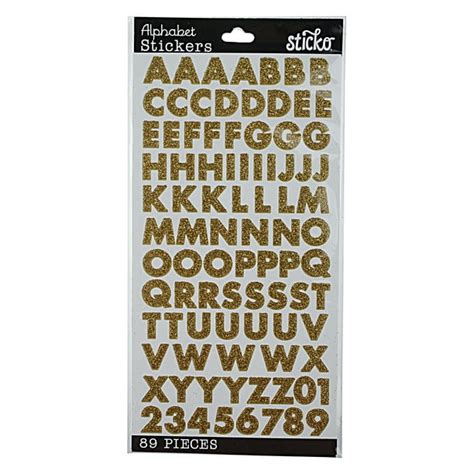 Sticko Small Gold Glitter Futura Alphabet Stickers, 89 Pieces - Walmart.com - Walmart.com