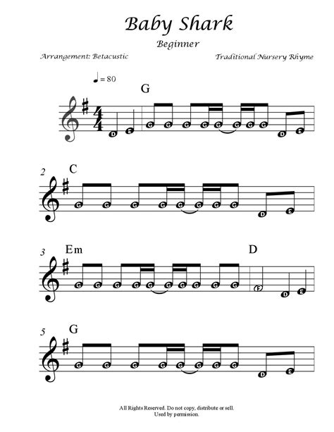 50+ Baby shark sheet music alto sax info · Music Note Download