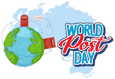 Premium Vector | World post day word logo on world map