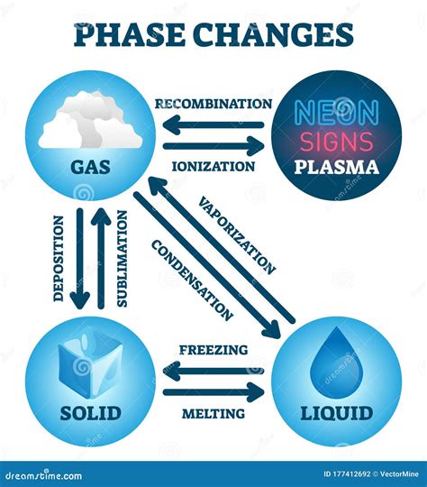 Phase Changes Vector Illustration. Labeled Educational Matter States ...