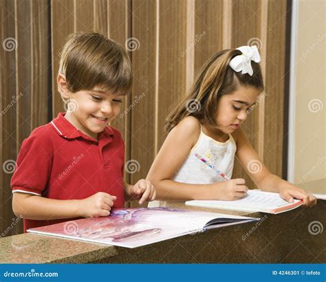 Kids Doing Homework. Stock Image - Image: 4246301