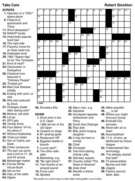 Crossword Puzzles Free Prints
