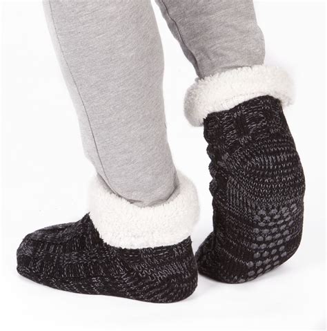 Men's Chunky Lounge Slipper Socks, Cosy Non-Skid Gripper Socks Gift ...