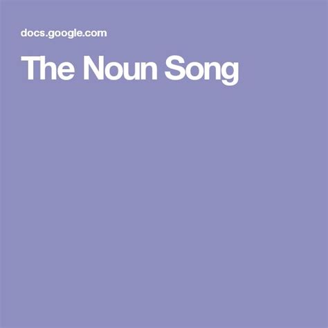 The Noun Song | Noun song, Songs, Nouns