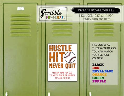 Locker BASEBALL Decoration Printable SIGN Sports School Team - Etsy