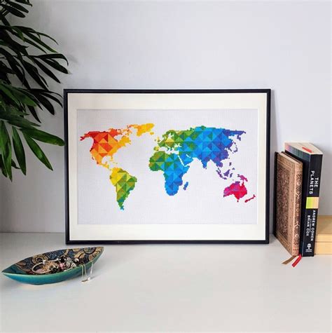 World Map Cross Stitch Scheme for Instant Download. Rainbow - Etsy