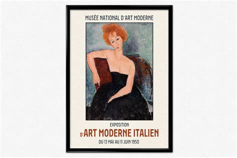 Modigliani Exhibition Poster, Amedeo Modigliani Art Print, Vintage Exhibition Poster, Redheaded ...