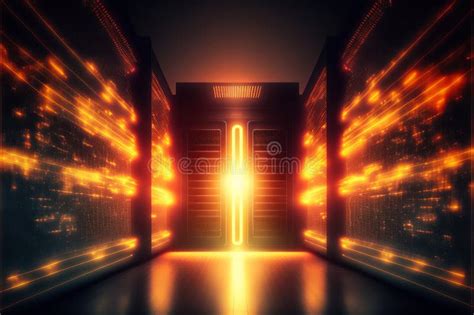 Server Room Data Center with Cinematic Lighting. Generative Ai Stock Illustration - Illustration ...