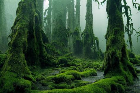 Hoh rainforest, photo realistic, dramatic lighting, | Midjourney