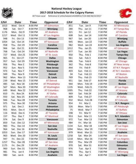 Flames schedule for the 2017-18 season : r/CalgaryFlames