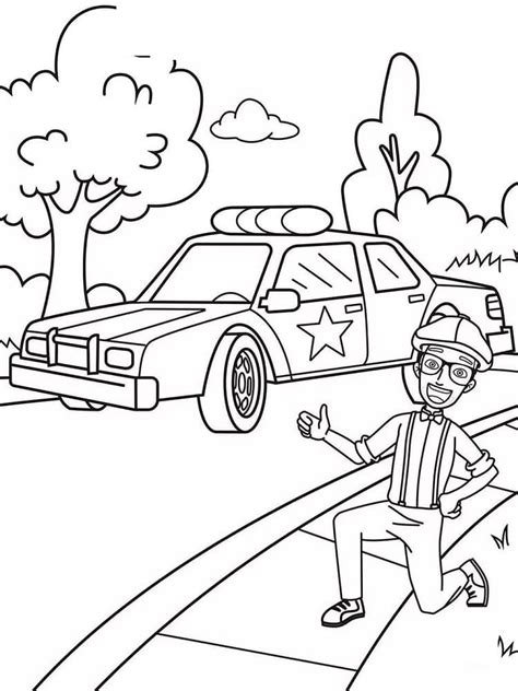 Blippi and Police Car coloring page - Download, Print or Color Online ...