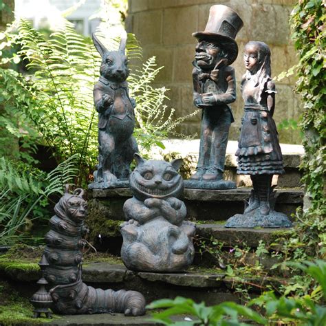 Alice in Wonderland Collection of 5 Bronze Garden Ornaments