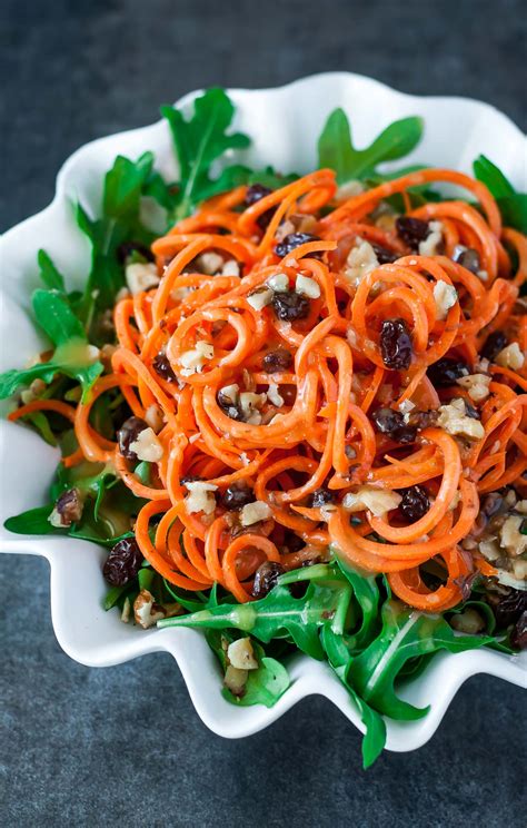 Healthy Carrot Salad - Spiralized or Shredded! - Peas and Crayons