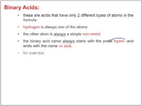 Formulas Lesson 8: Binary Acids Nomenclature - YouTube