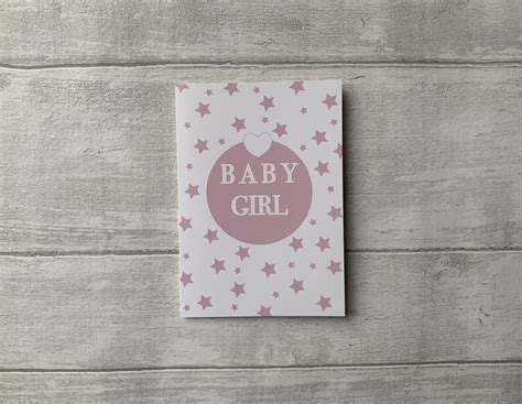 Baby Girl Card Pink Heart Star Greeting Card - Etsy