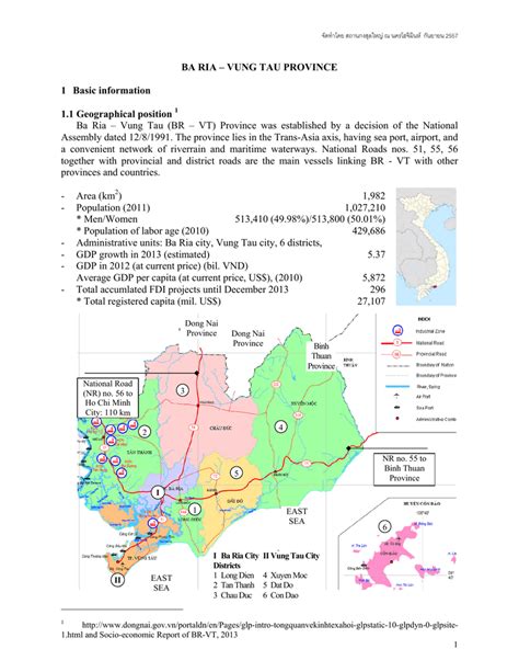 BA RIA – VUNG TAU PROVINCE 1 Basic information 1.1