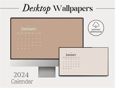 2024 Monthly Desktop Calendar Wallpaper, Computer Wallpaper for Mac ...