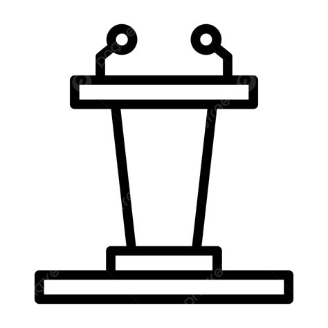 Podium Line Icon Vector, Podium Icon, Conference, Microphone PNG and ...