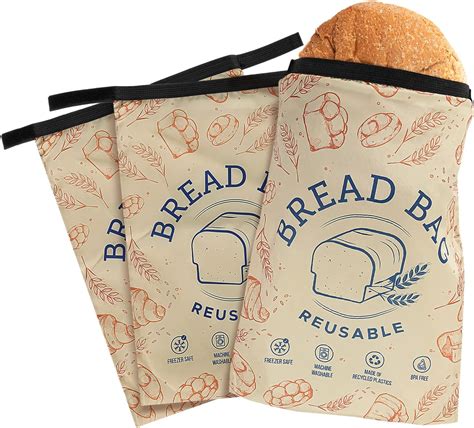 Amazon.com: IMPRESA [3 Pack] Reusable Bread Bags for Homemade Bread - Double Seal Bread Freezer ...