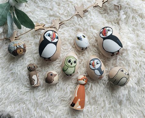 Puffin Rock peg dolls oona toy Baba toy puffin Puffin rock | Etsy