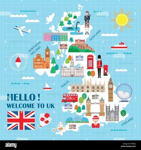 lovely United Kingdom travel map with attractions Stock Vector Image & Art - Alamy