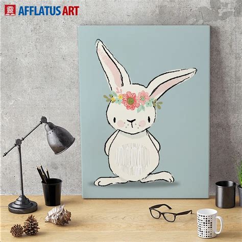 Cartoon Rabbit Wall Art Canvas Painting Posters And Prints Nordic Poster Watercolor Nursery Wall ...