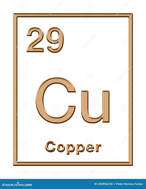 Copper, Chemical Element, Taken from Periodic Table, with Relief Shape ...