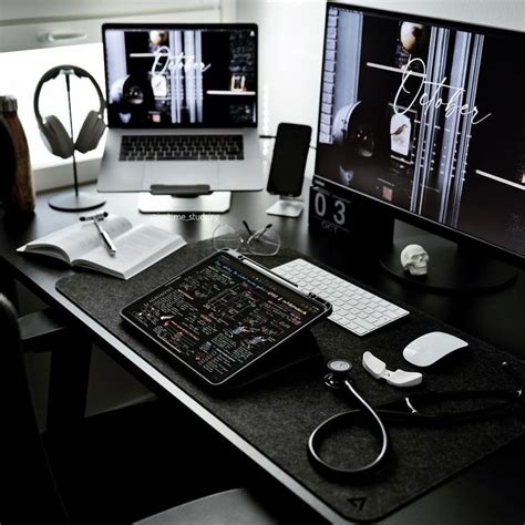 All Black Desk Setup Idea | White desk setup, Desk setup, Gaming desk black