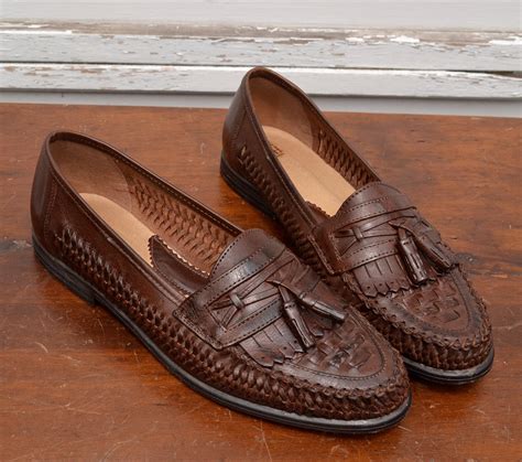 Vintage Mens Woven Leather Loafers by Nunn Bush size 10